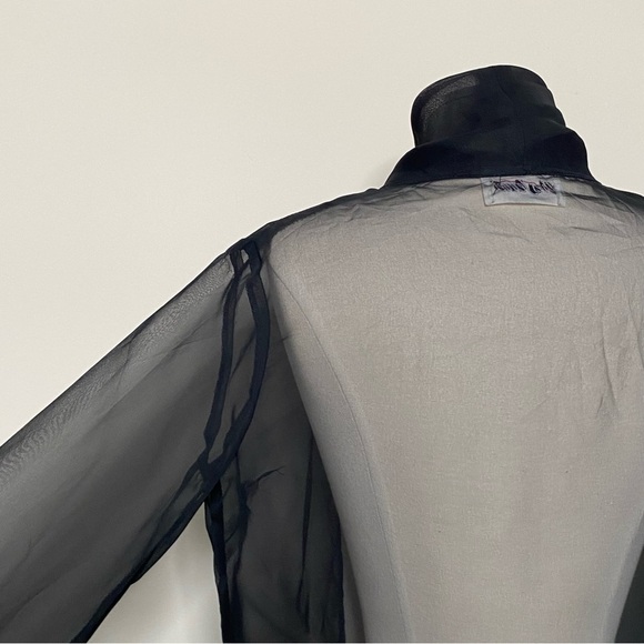 Yves Jennet Vintage Sheer Black Tie Neck Formal Topper Shrug, One Size - Picture 10 of 12